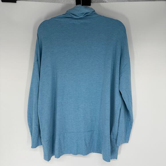 Garnet Hill Cowl-Neck Knit Tunic Women's Size L Blue Drop Shoulders Cozy Casual - Picture 3 of 10